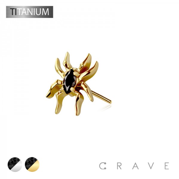 IMPLANT GRADE TITANIUM THREADLESS PUSH IN BLACK CZ SPIDER TOP PART